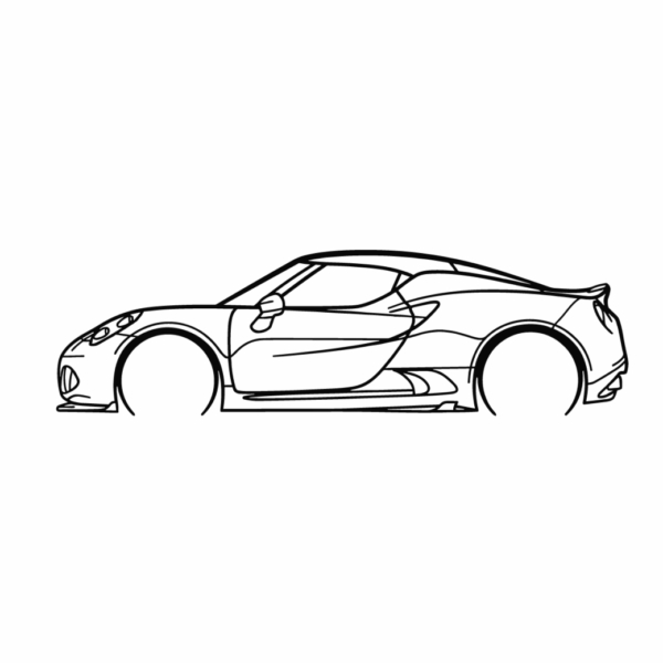 Obraz wycinany z drewna samochodu alfa romeo giulia 4c