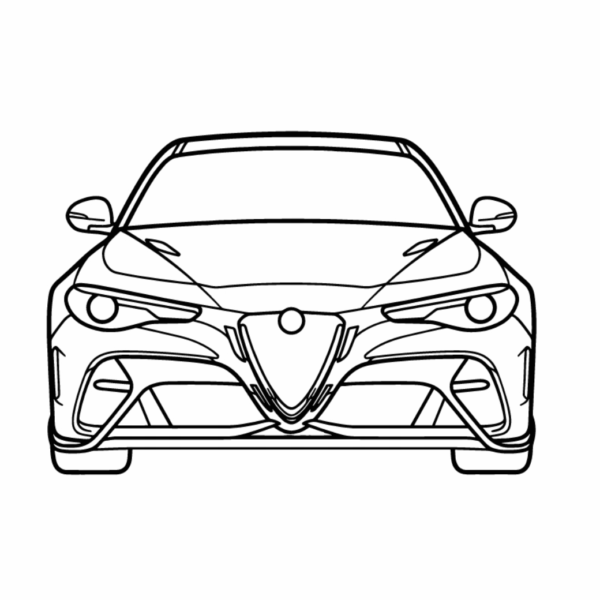 Obraz wycinany z drewna samochodu alfa romeo giulia gtam front 2020