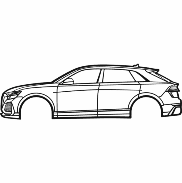 Obraz wycinany z drewna samochodu audi rsq8 2023