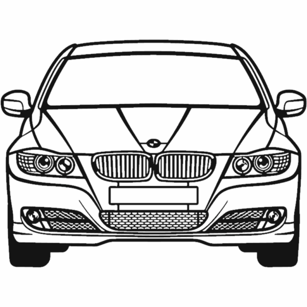 Obraz wycinany z drewna samochodu bmw 2009 e90 front view