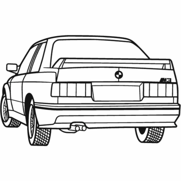Obraz wycinany z drewna samochodu bmw e30 back view