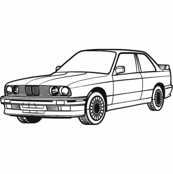 Obraz wycinany z drewna samochodu bmw e30 perspective