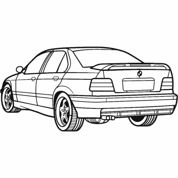 Obraz wycinany z drewna samochodu bmw e36 m3 back view