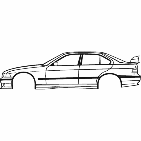 Obraz wycinany z drewna samochodu bmw e36 m3 sedan with spoiler