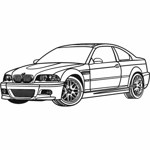 Obraz wycinany z drewna samochodu bmw e46 perspective