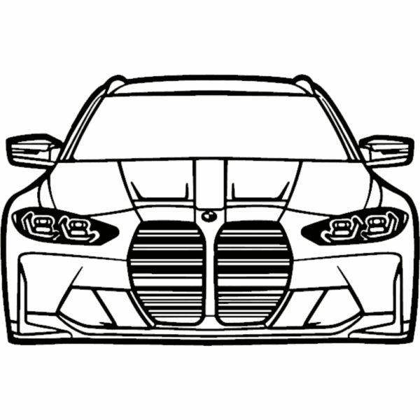 Obraz wycinany z drewna samochodu bmw g81 m3 touring front view 2023