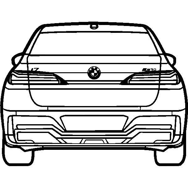 Obraz wycinany z drewna samochodu bmw i7 back view