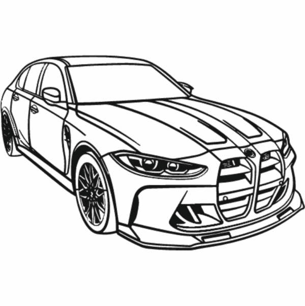 Obraz wycinany z drewna samochodu bmw m3 g80 competition perspective 2021