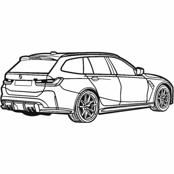 Obraz wycinany z drewna samochodu bmw m3 touring 2023