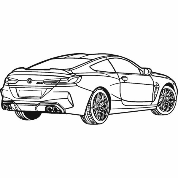 Obraz wycinany z drewna samochodu bmw m8 competition perspective 2020