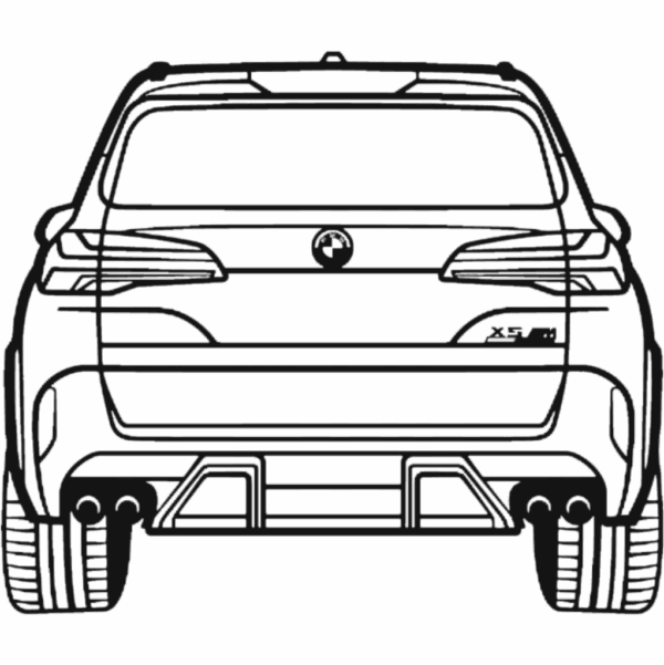 Obraz wycinany z drewna samochodu bmw x5m competition back view 2024
