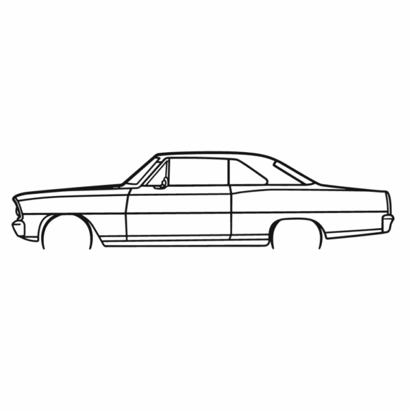 Obraz wycinany z drewna samochodu chevrolet nova ss detailed 1966
