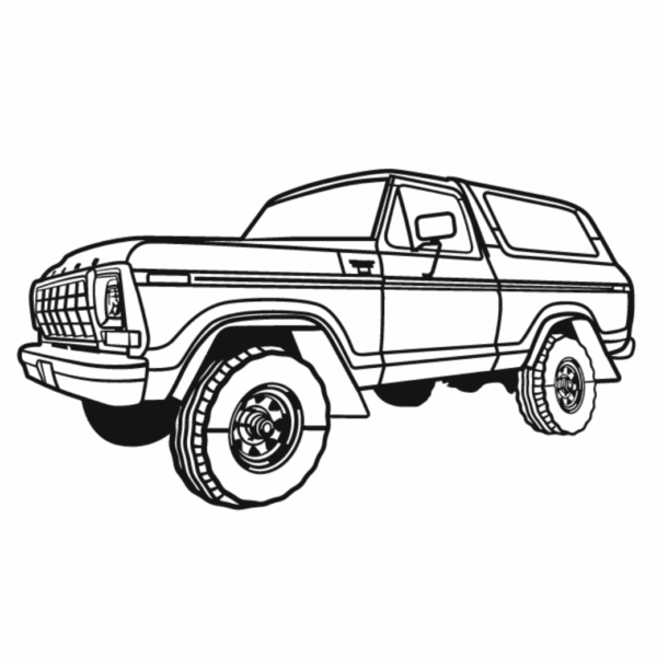 Obraz wycinany z drewna samochodu ford bronco perspective 1979