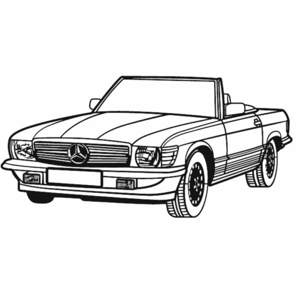 mercedes w107 convertible perspective 1976