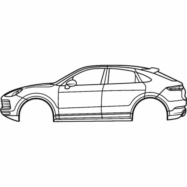 Obraz wycinany z drewna samochodu porsche cayenne coupe 2020