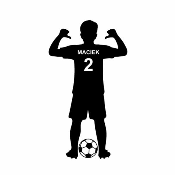 sportowiec z piłką + imię i numer