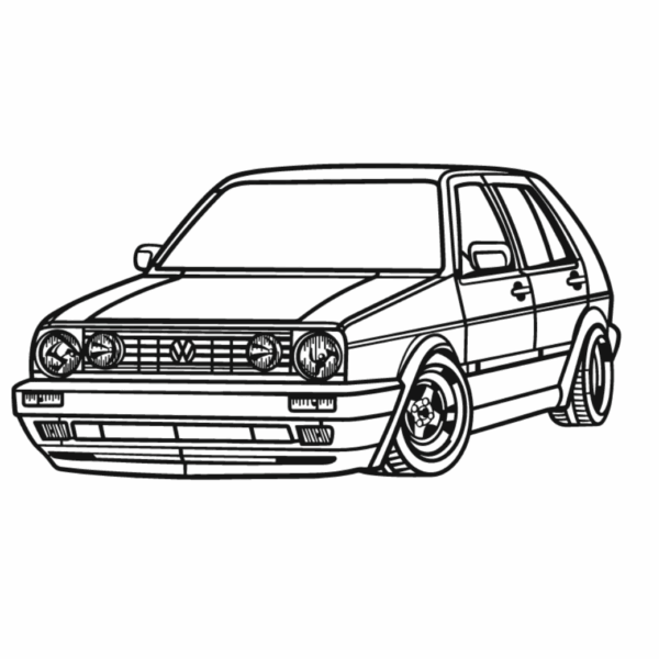 Obraz wycinany z drewna samochodu volkswagen golf mk2 perspective 1983
