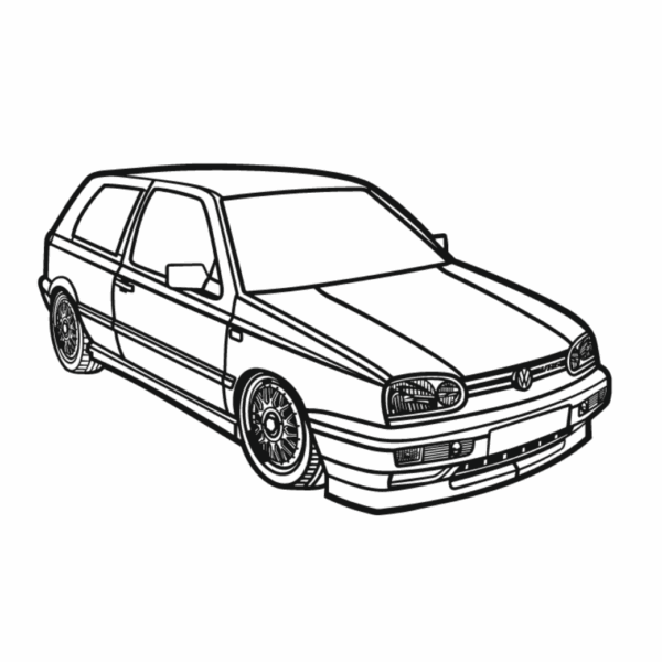 Obraz wycinany z drewna samochodu volkswagen golf mk3 perspective 1998