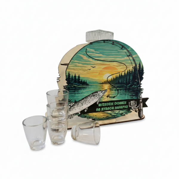 Second image of Karafka personalizowana - różne wzory - Zestaw dla wędkarza. Wszędzie dobrze na rybach najlepiej.