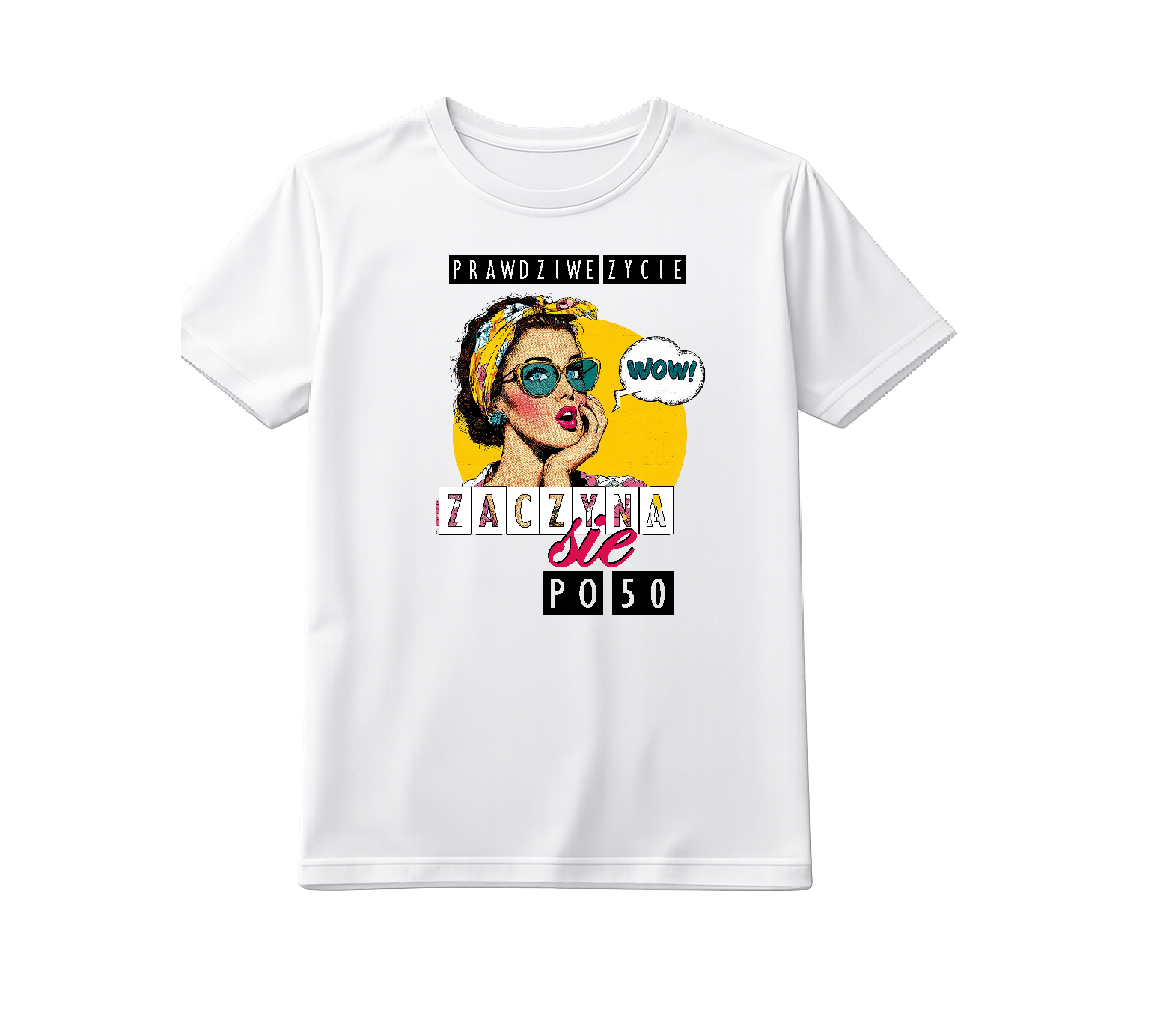 Koszulka urodzinowa damska prawdziwe życie zaczyna się po 50