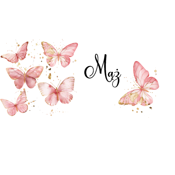 Second image of kubek personalizowany 330 ml - Ślub Mąż pastelowy z motylami