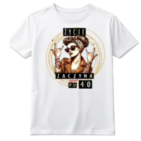 koszulka biała damska urodziny urodzinowa 40 lat zycie zaczyna się po czterdziestce 9