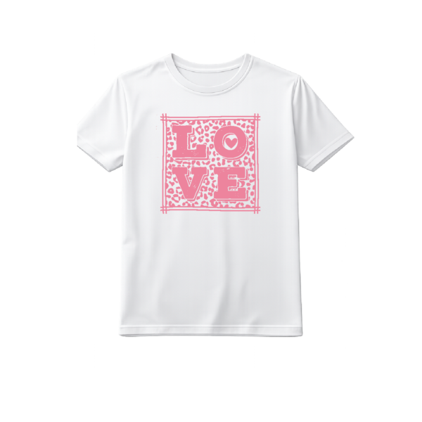 Koszulka walentynkowa napis LOVE panterka