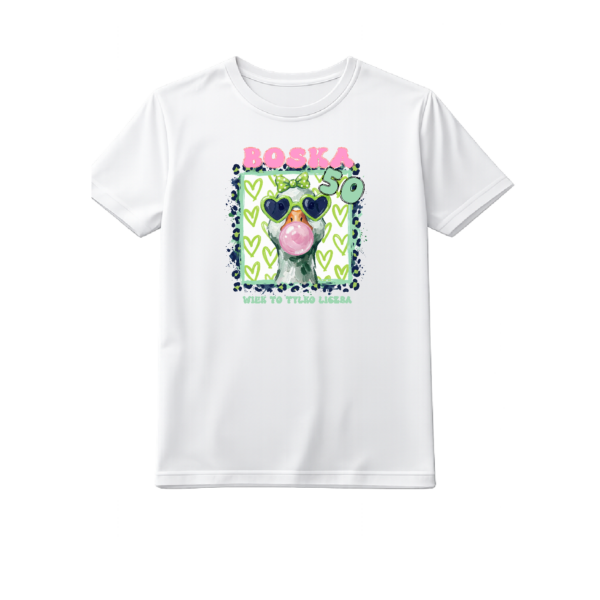 Koszulka urodzinowa kobieta po 50 Gęś różowa Wiek to tylko liczba