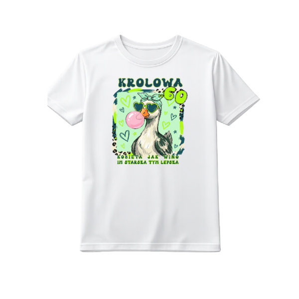 Koszulka urodzinowa kobieta po 60 Gęś zielona Kobieta jest  jak wino